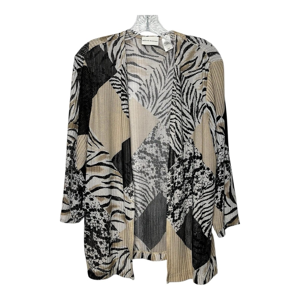 Alfred Dunner Womens Size L Sheer Lightweight Open Cardigan‎ Mixed Animal Prints